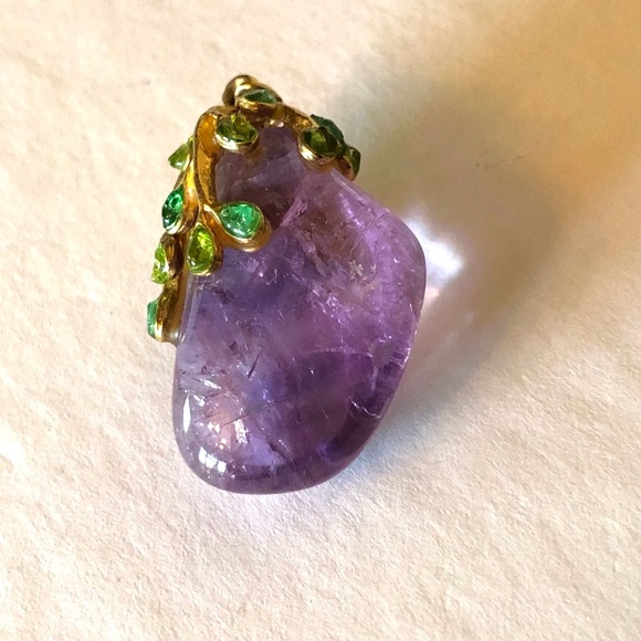 Vintage Polished Amethyst Nugget Drop Pendant - Picture 6 of 7